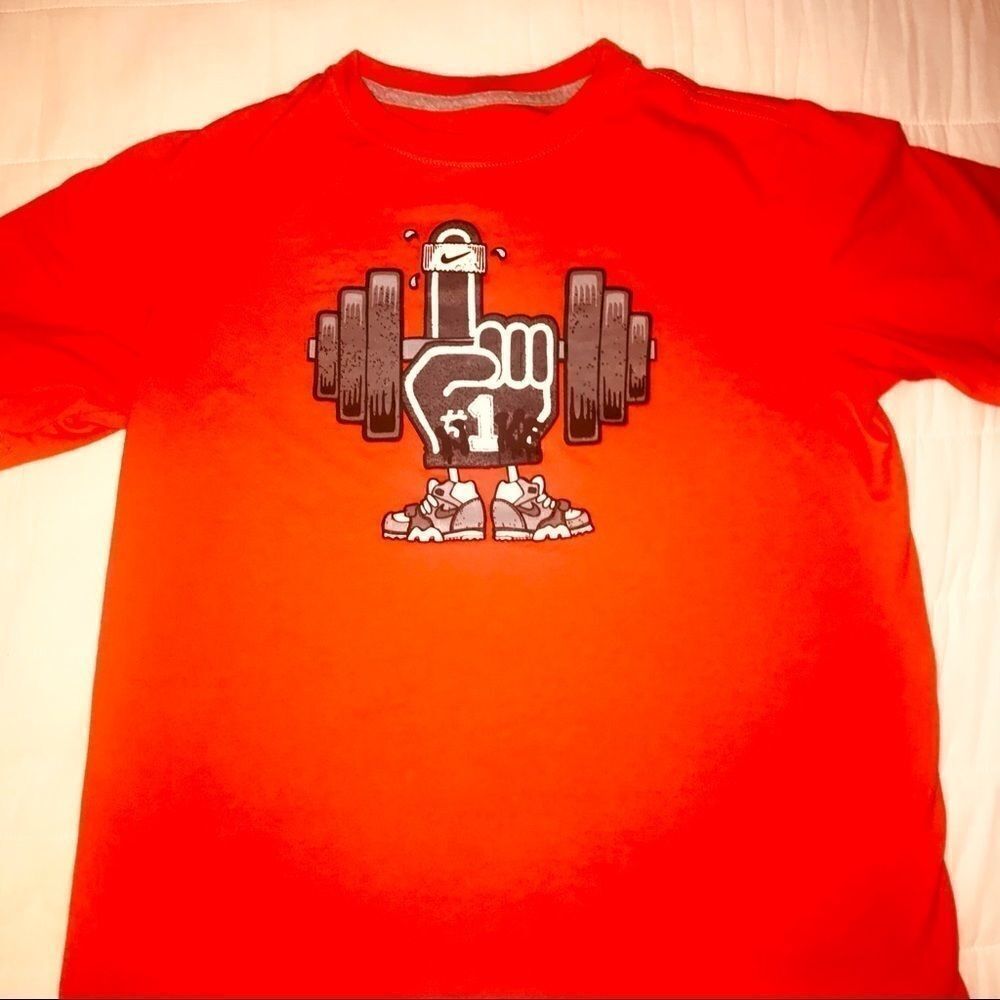 Nike boys athletic cotton orange T-shirt size L